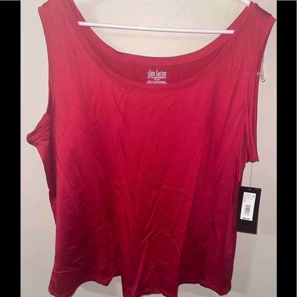 𝅺SLIM FACTOR BY INVESTMENTS SPANDEX TRUE RED TANK SIZE 2X - Picture 1 of 2